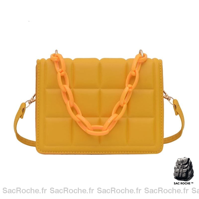 Sac Main Femme Printemps Jaune / 20X6X14Cm À