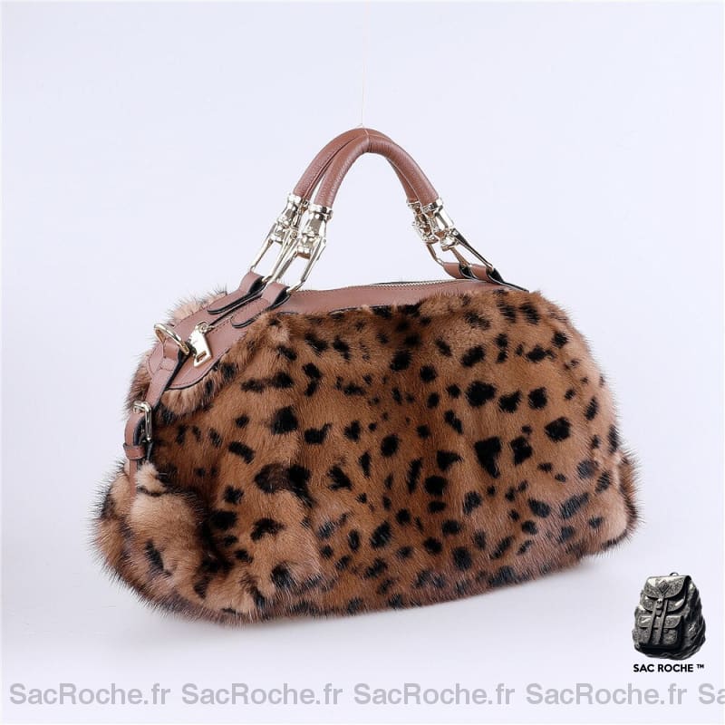 Sac Main Femme Printemps Léopard Marron Clair À