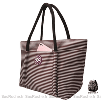 Sac Main Femme Rayures Fashion - modèle Marron - Sac Roche ™