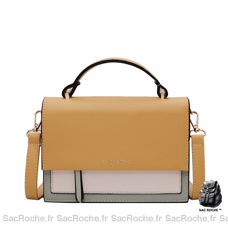 Sac Main Femme Rigide Pas Cher Jaune / 20.5X15.5X7Cm À Main Femme