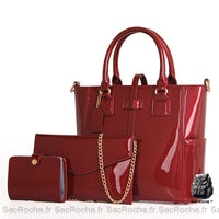 Sac main femme rouge verni - Sac Roche ™