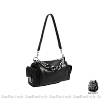 Sac Main Femme Sangle - modèle Noir / 27x12x16cm - Sac Roche ™