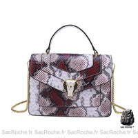 Sac Main Femme Serpent - modèle Blanc / 24cmx19cmx7cm - Sac Roche ™