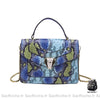 Sac Main Femme Serpent Bleu / 24Cmx19Cmx7Cm À