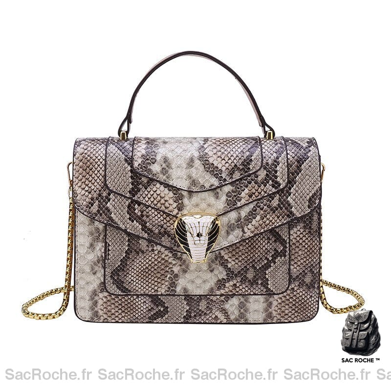 Sac Main Femme Serpent Marron Clair / 24Cmx19Cmx7Cm À