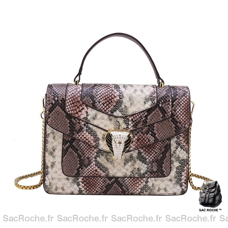 Sac Main Femme Serpent Marron Foncé / 24Cmx19Cmx7Cm À