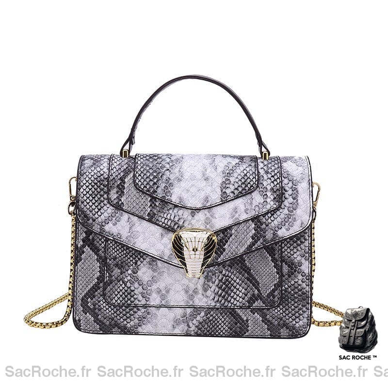 Sac Main Femme Serpent Noir / 24Cmx19Cmx7Cm À