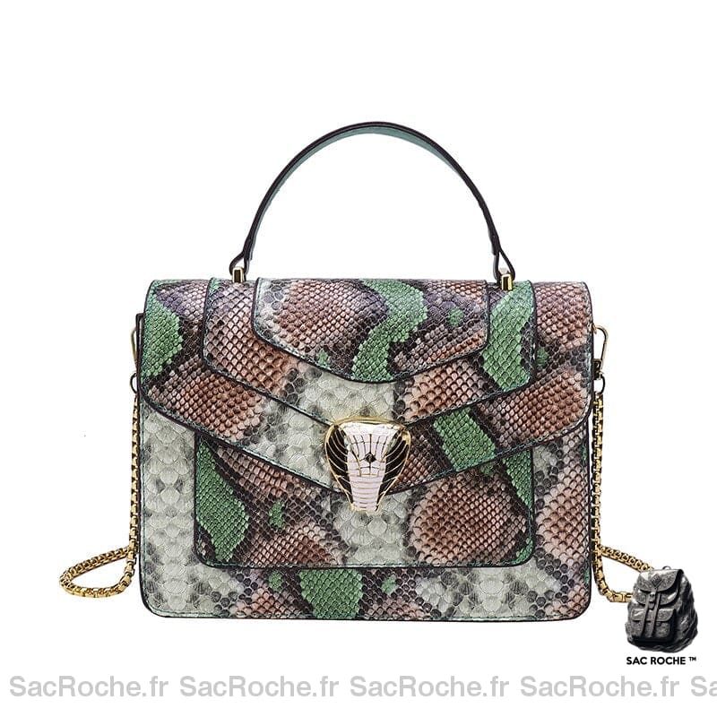 Sac Main Femme Serpent Vert / 24Cmx19Cmx7Cm À