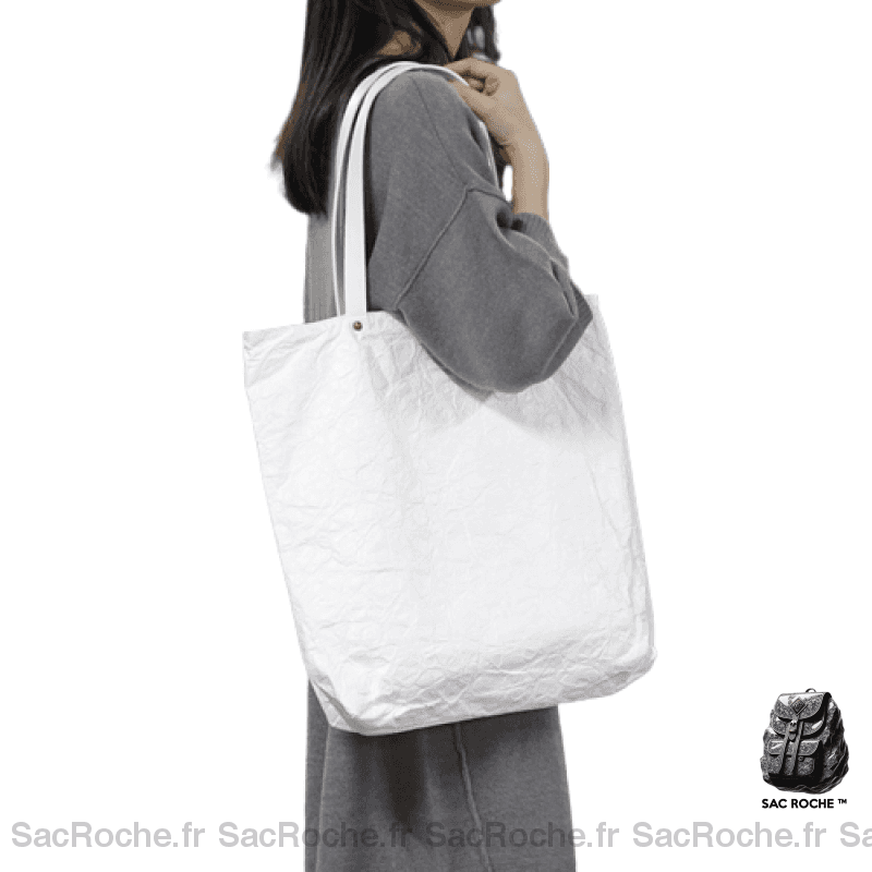 Sac Main Femme Shopper Grand Blanc / 36X6X39Cm À