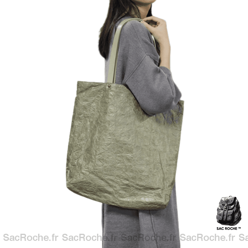 Sac Main Femme Shopper Grand Vert / 36X6X39Cm À