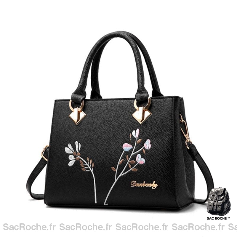 Sac Main Femme Simili Cuir Noir À