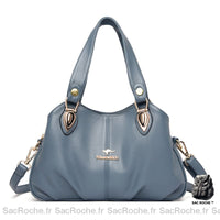 Sac Main Femme Simili Cuir Noir Élégant - modèle Bleu - Sac Roche ™