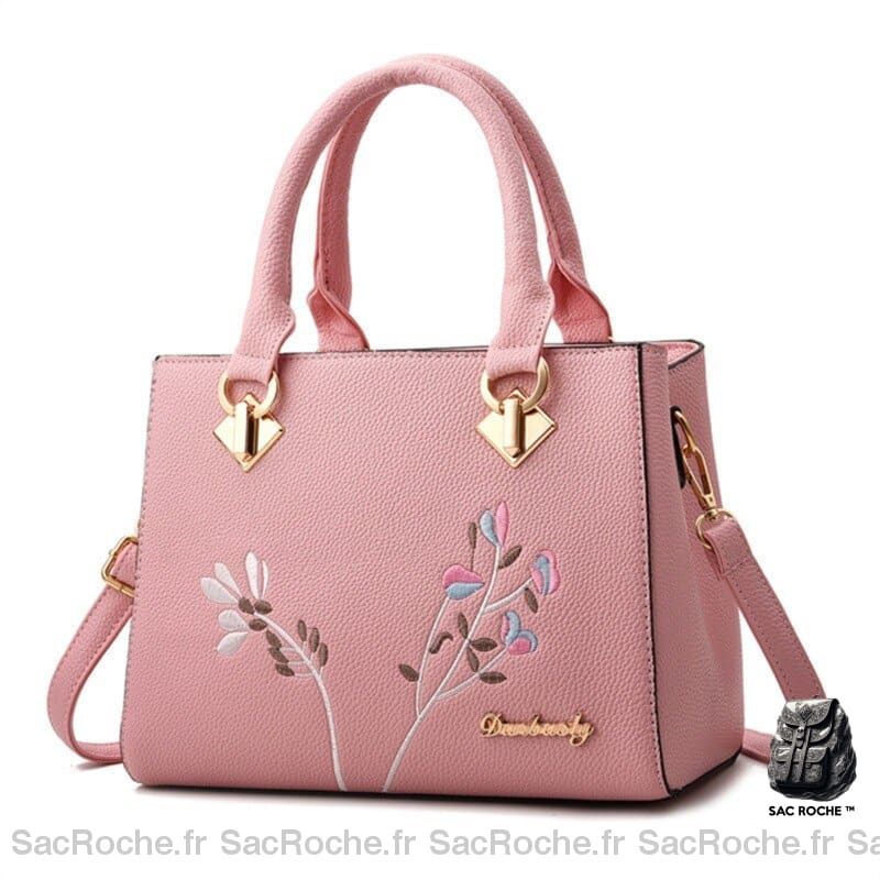 Sac Main Femme Simili Cuir Rose À