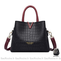 Sac Main Femme Simplicité - modèle Noir et rouge - Sac Roche ™