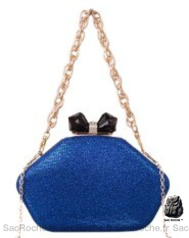 Sac Main Femme Soirée Élégant Bleu / 21Cm À