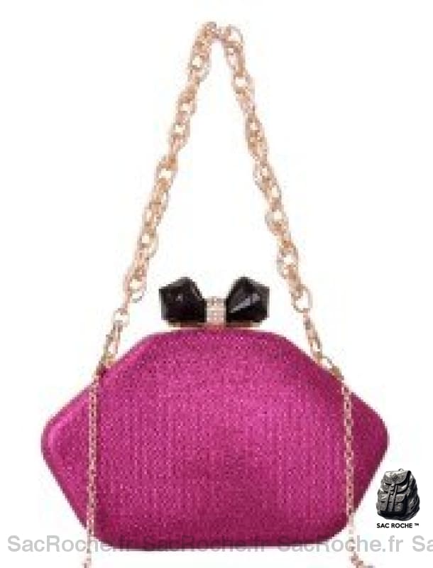 Sac Main Femme Soirée Élégant Fushia / 21Cm À