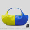 Sac Main Femme Souple Cuir Jaune-Bleu À