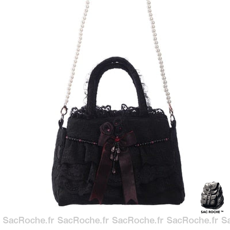 Sac Main Femme Style Gothique Noir / 28X20X14Cm À