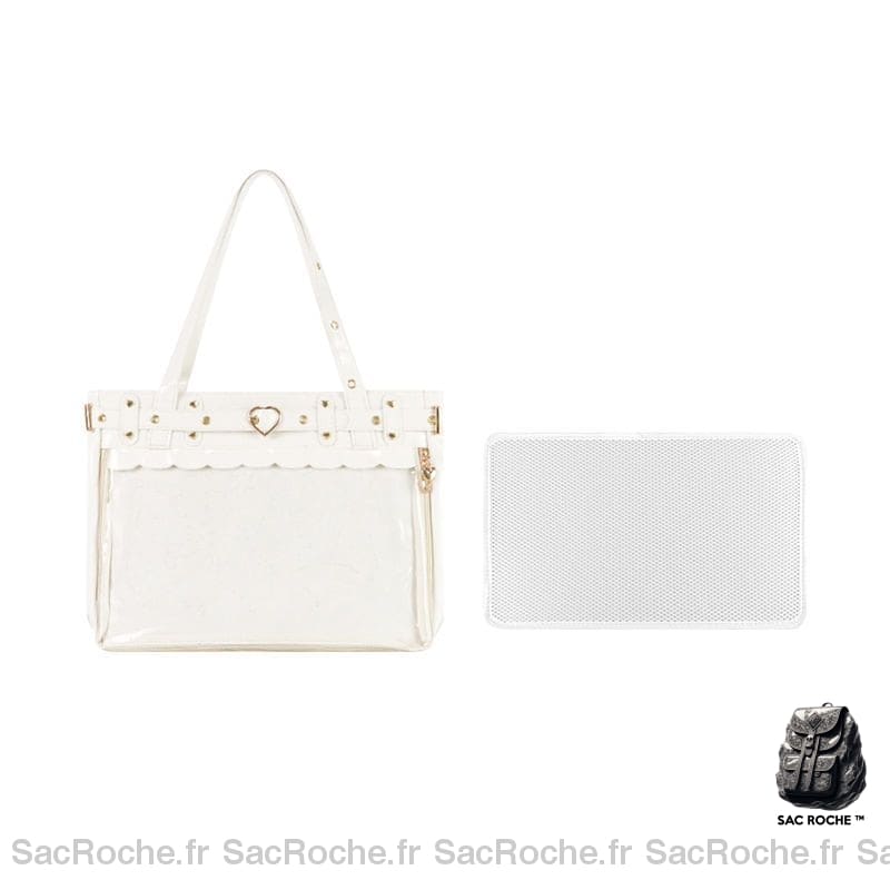 Sac Main Femme Taille Moyenne Blanc / 41X29X8Cm À