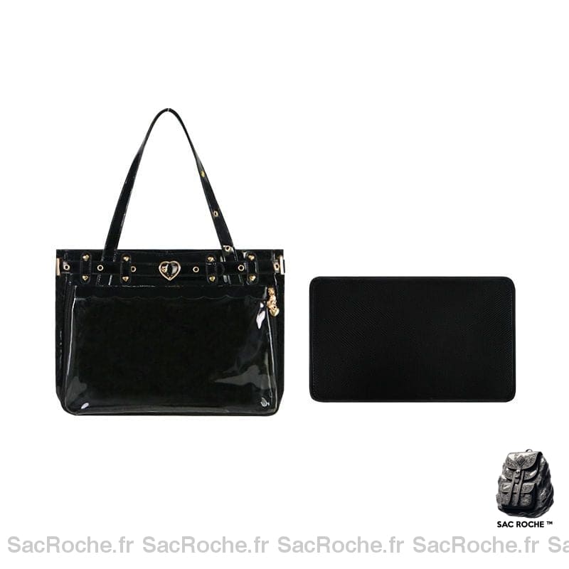 Sac Main Femme Taille Moyenne Noir / 41X29X8Cm À