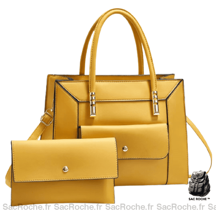 Sac Main Femme Tendance 2018 Porte Feuille Jaune / 32X13X25Cm À