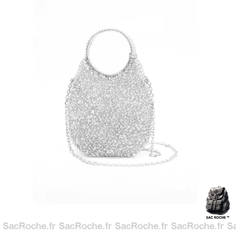 Sac Main Femme Tendance Actuelle Argenté / 17X20Cm À