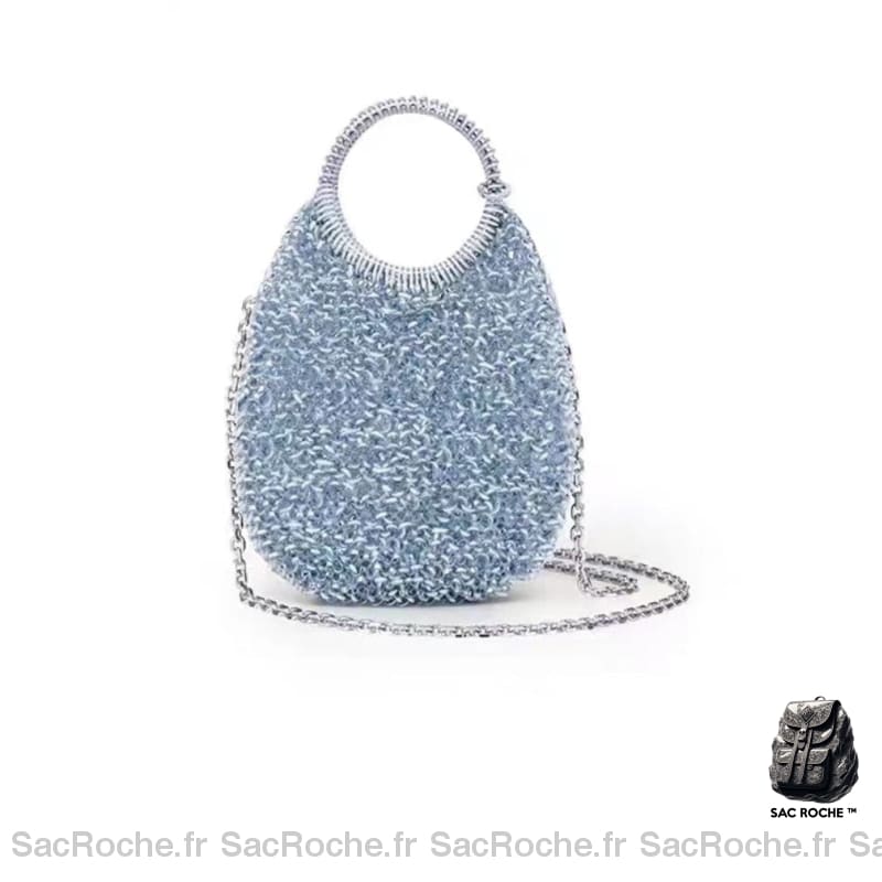 Sac Main Femme Tendance Actuelle Bleu Ciel / 17X20Cm À