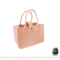 Sac Main Femme Tissu Chic - modèle Rose clair / Avec nom - Sac Roche ™