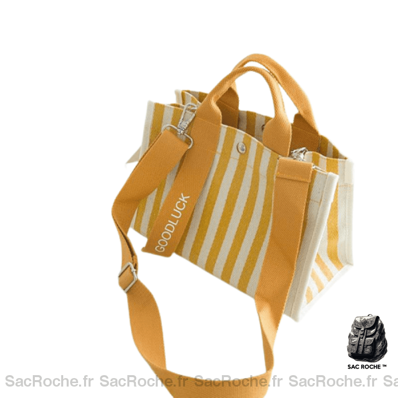 Sac Main Femme Tissu Élégant Jaune À