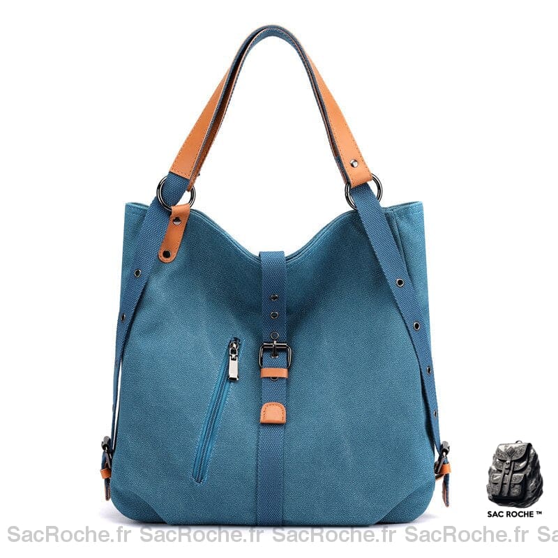 Sac Main Femme Toile Bleu À