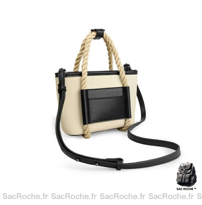 Sac Main Femme Toile Cuir À
