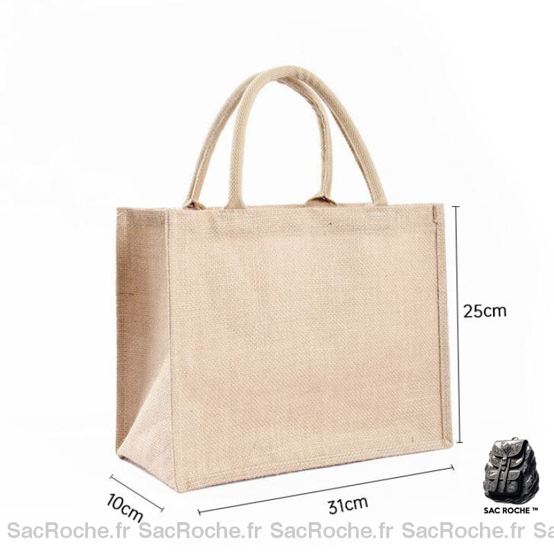 Sac Main Femme Toile Jute 31X25X10Cm À Main Femme