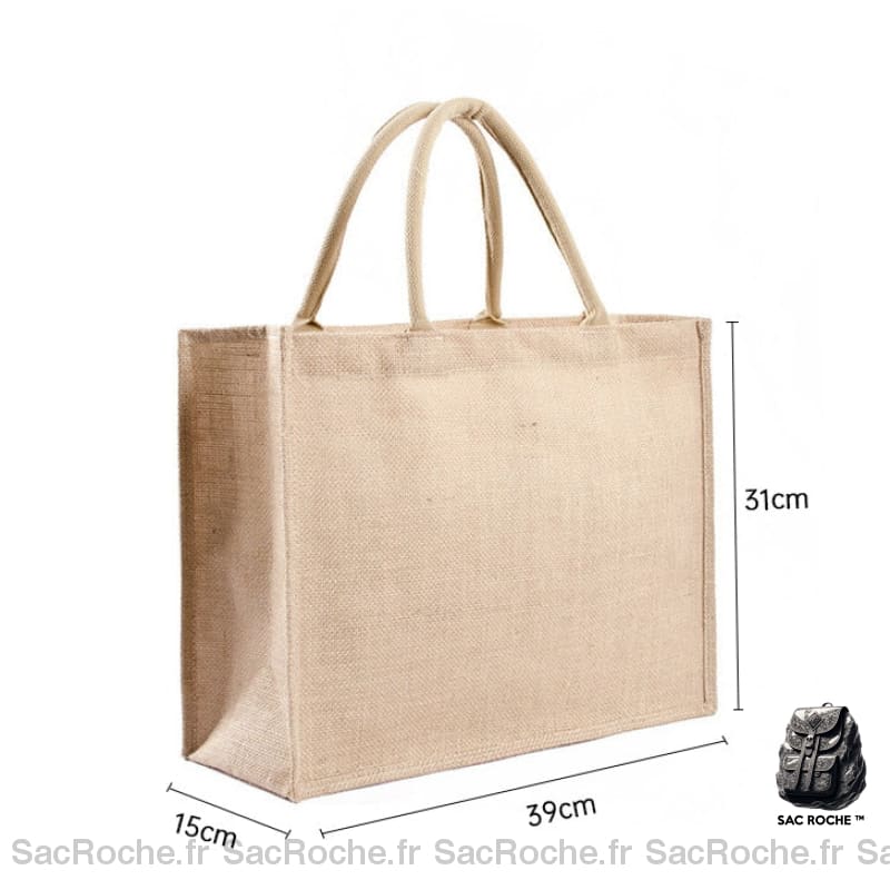 Sac Main Femme Toile Jute 39X31X15Cm À Main Femme