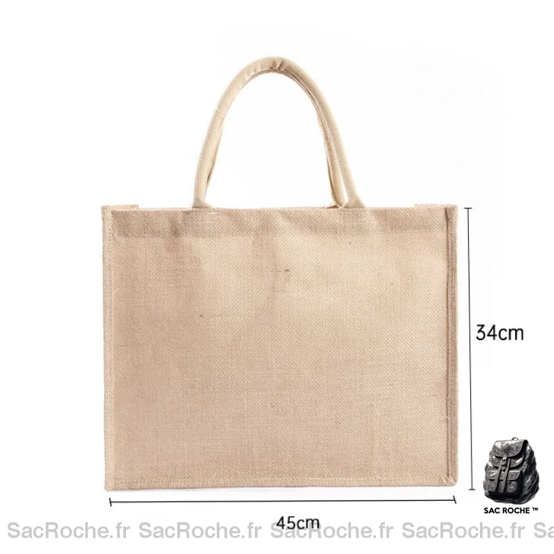 Sac Main Femme Toile Jute 45X34X18Cm À Main Femme