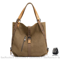 Sac Main Femme Toile - modèle Marron - Sac Roche ™