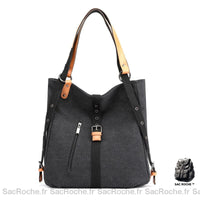 Sac Main Femme Toile - modèle Noir - Sac Roche ™