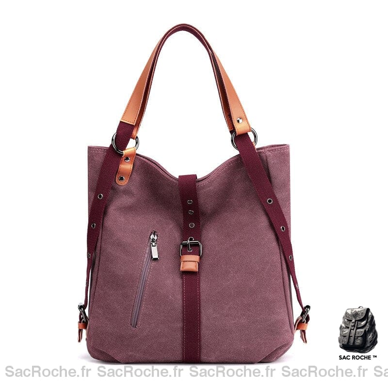 Sac Main Femme Toile Violet À