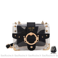 Sac Main Femme Transparent - modèle Noir / 19x14x5cm - Sac Roche ™