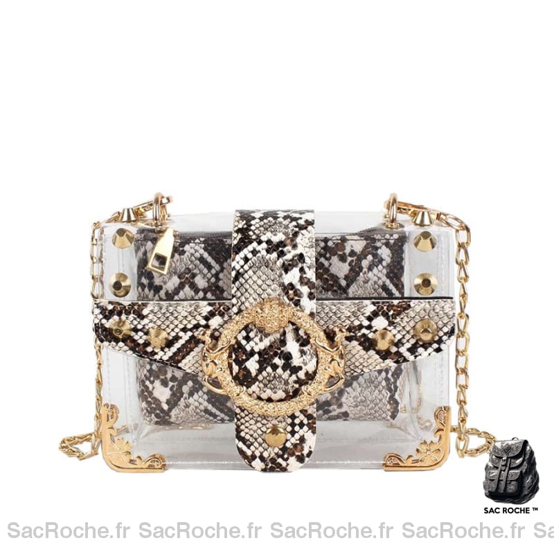 Sac Main Femme Transparent Noir Blanc / 19X14X5Cm À