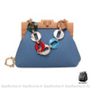 Sac Main Femme Trapeze Cuir Bleu À