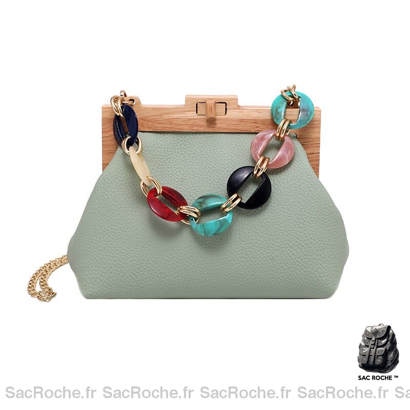 Sac Main Femme Trapeze Cuir Vert À