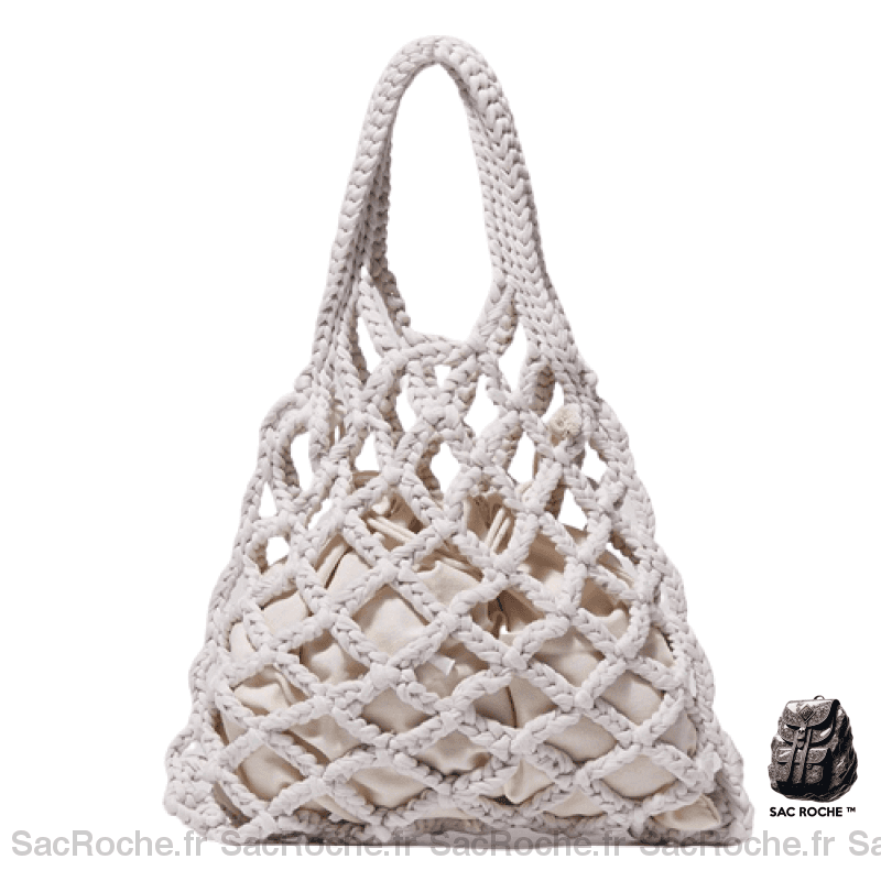 Sac Main Femme Tressé Chic Blanc / 26X27Cm À