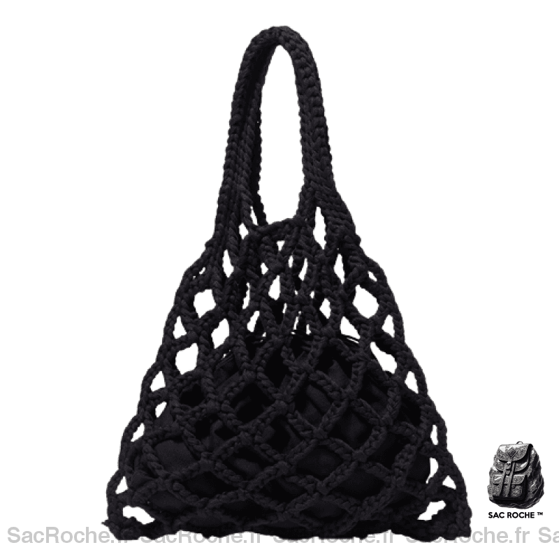 Sac Main Femme Tressé Chic Noir / 26X27Cm À