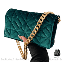 Sac Main Femme Velours - modèle Vert / 21x13x6cm - Sac Roche ™