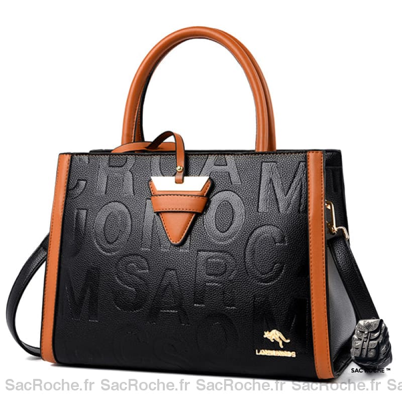 Sac Main Femme Vintage Lettres Imprimées - Grande Taille Camel Sac À Main Femme