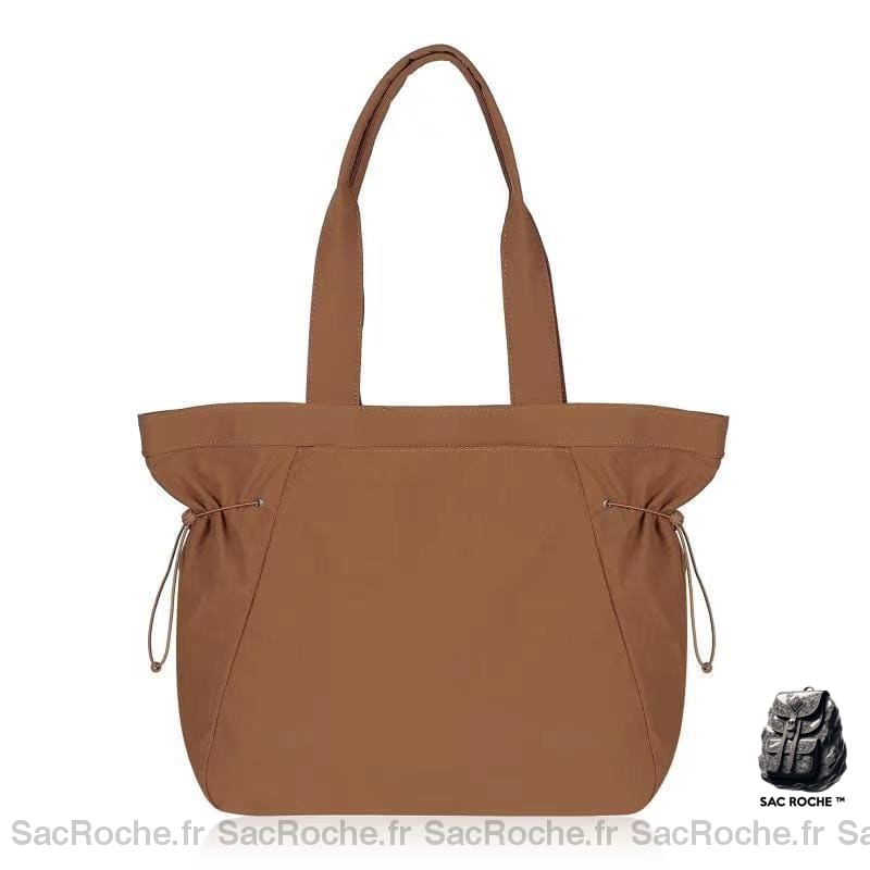 Sac Main Femme Voyage Tissu Compact Marron À