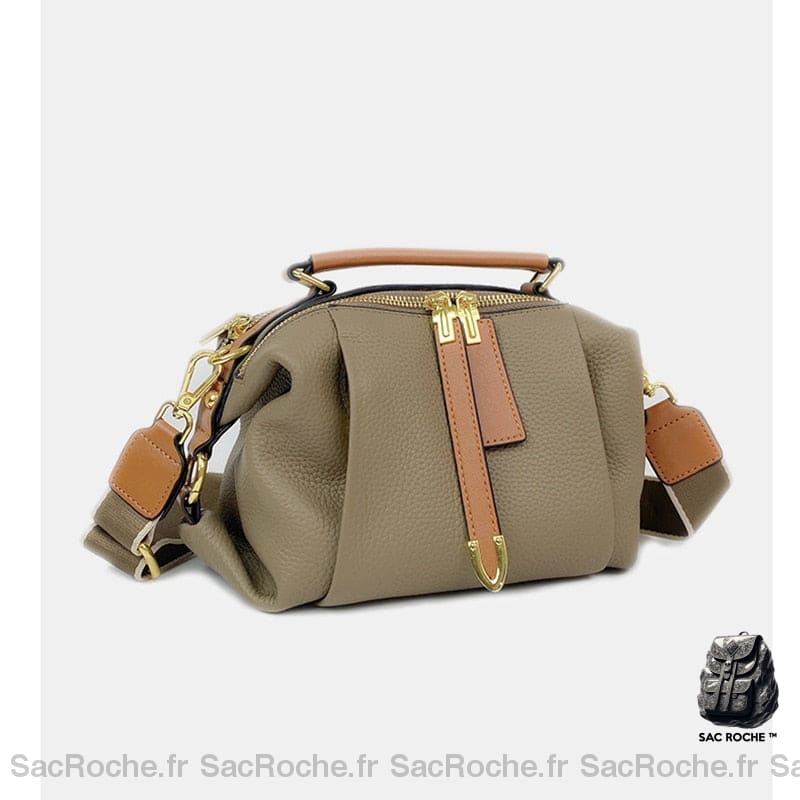 Sac Main Fermeture Éclair Femme Stylé. Gris Elephant À Main Femme