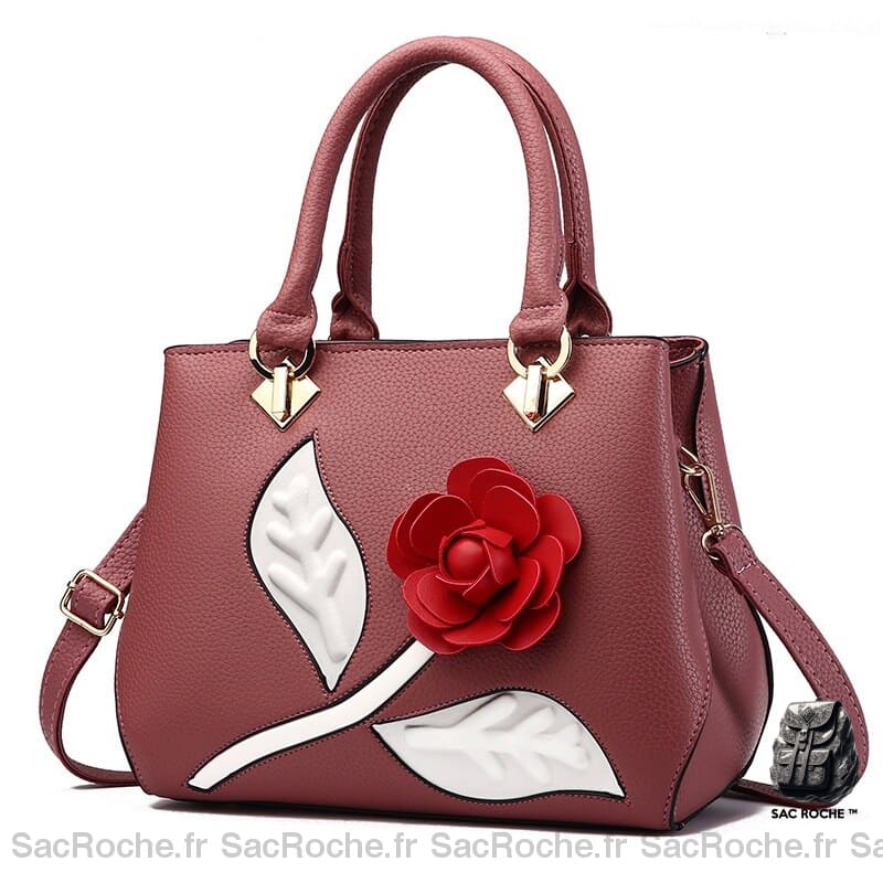 Sac Main Fleur Rose Rose Petit Sac À