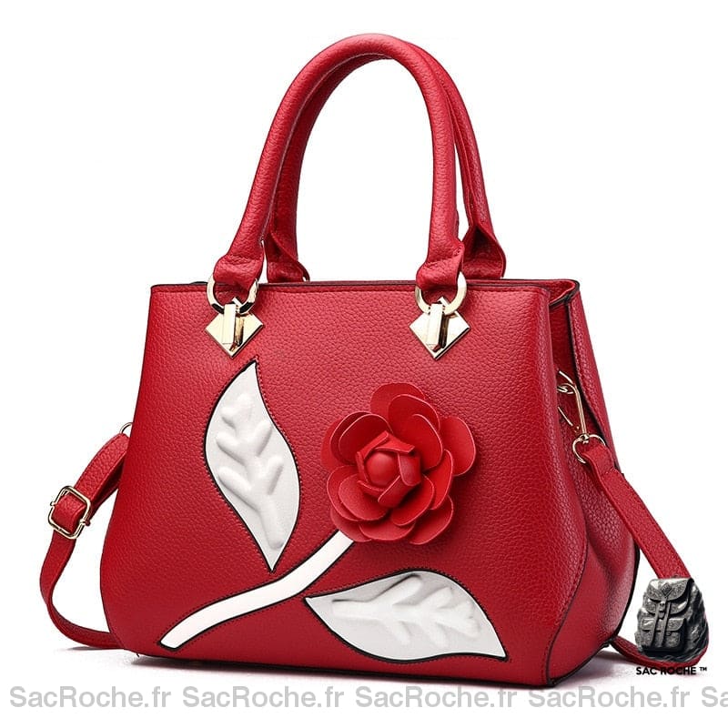 Sac Main Fleur Rose Rouge Petit Sac À