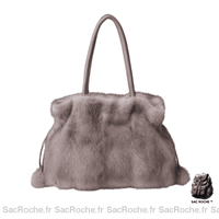 Sac Main Fourrure Femme - modèle Gris - Sac Roche ™